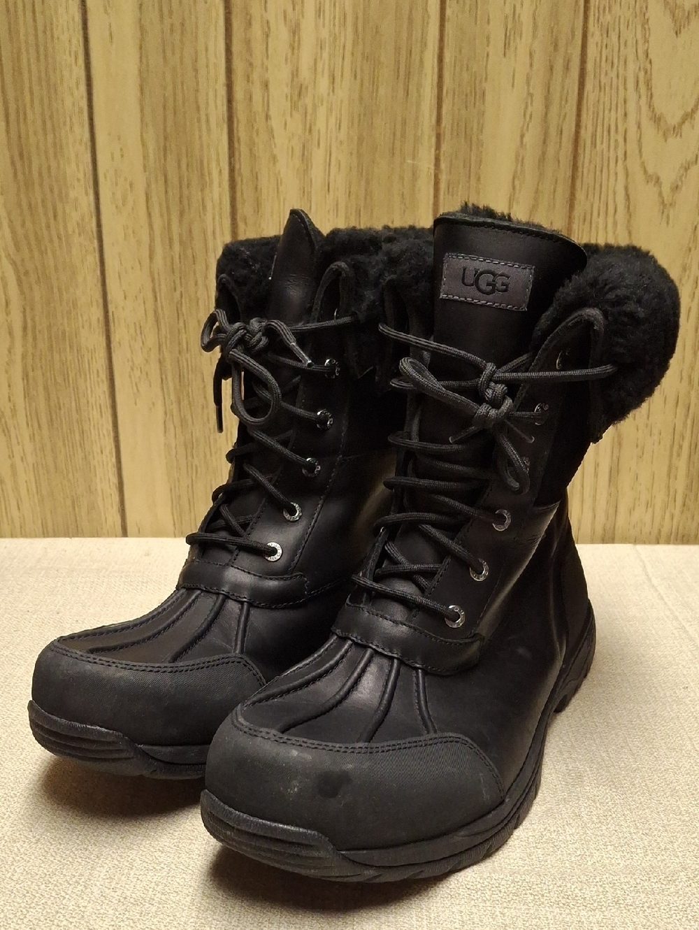 UGG BUTTE BLACK WATERPROOF LEATHER WINTER SNOW MEN'S BOOTS SIZE US Sz 14
